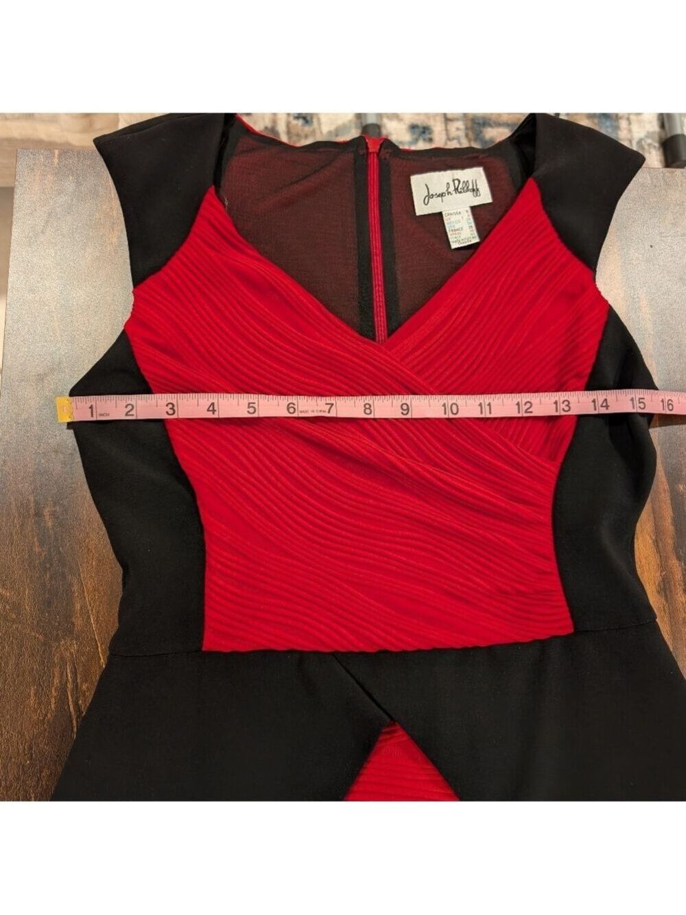 Joseph Ribkoff Red &Black Peplum Dress, Size 6, Fully Lined,Long Zipper,GUC - Picture 6 of 7